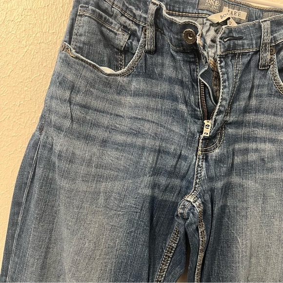 BKE Denim Jake Bootleg Jeans Mens Size 34R Dark Wash Distressed Denim Everyday - Picture 2 of 15